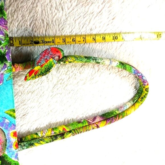 NWOT Cappelli Straworld Large Canvas Tote Jungle Parrot With Embellishments.....
